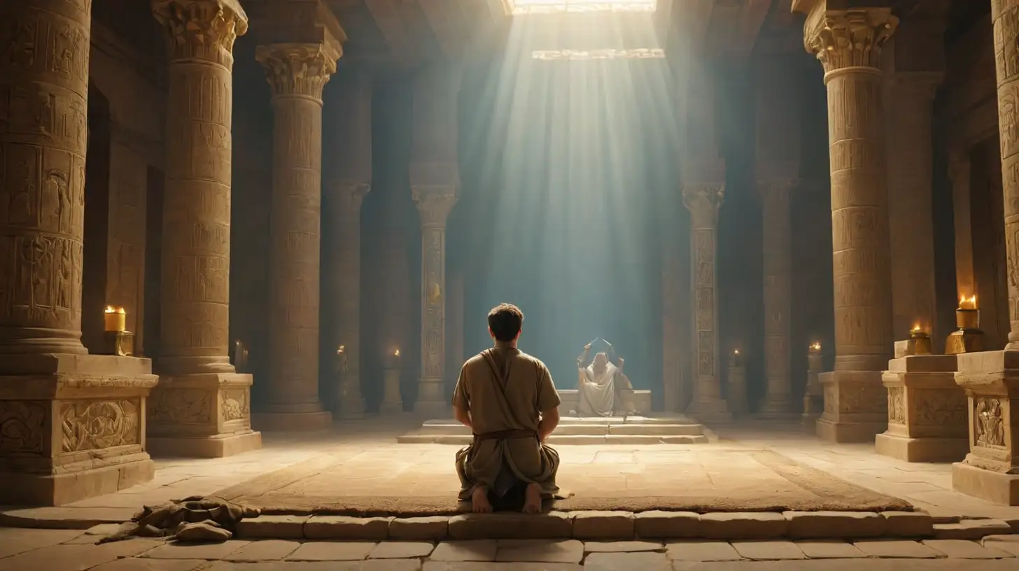 show Daniel praying in the Bobylon temple in him room. 