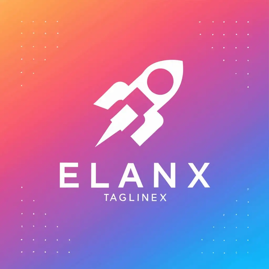 a logo design,with the text "Elan-X", main symbol:colorful rocket,Minimalistic,be used in Technology industry,clear background