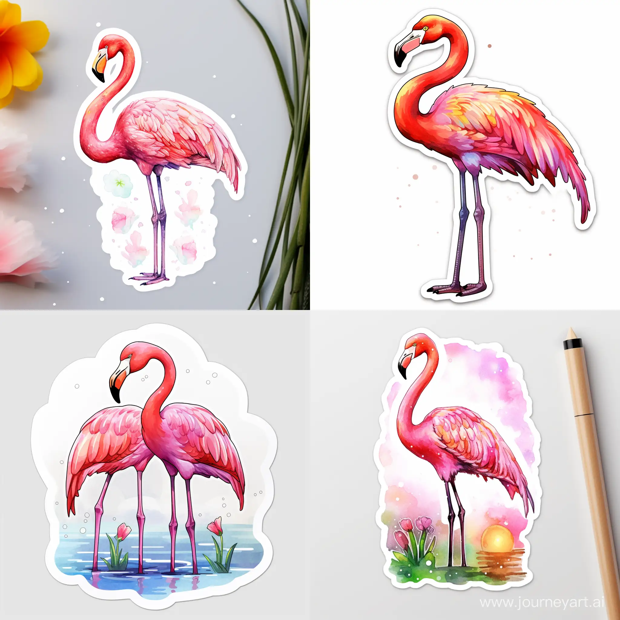 Vibrant-Watercolor-Flamingo-Stickers-Unique-and-Colorful-Artwork