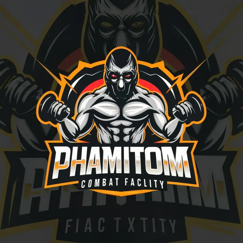 LOGO-Design-for-Phantom-Combat-Facility-Intimidating-Criminal-Theme-for-Sports-Fitness-Brand