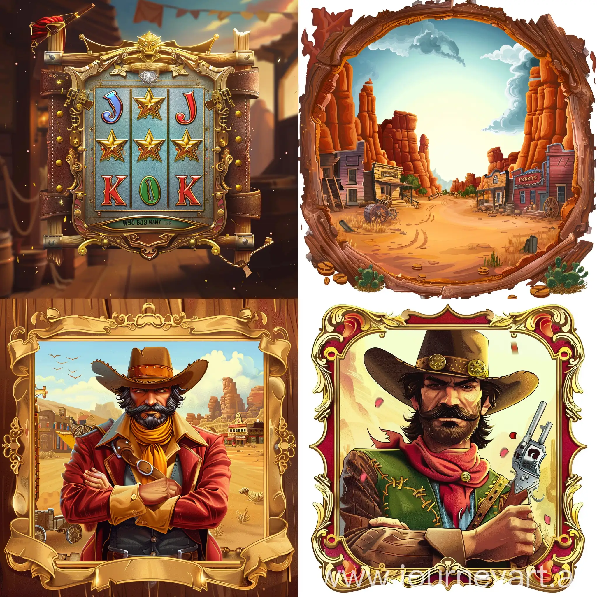 Frame for slot game symbol in a wild west slot game style