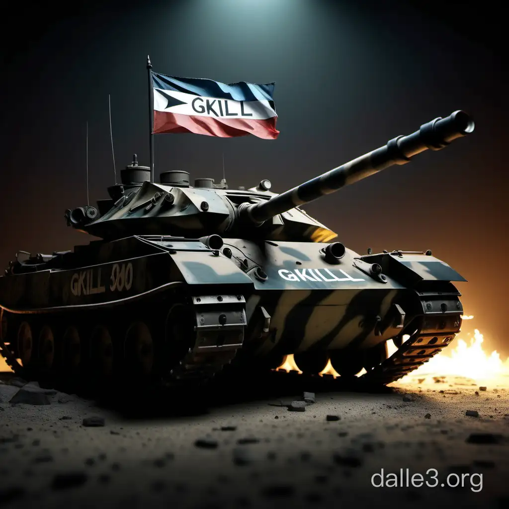 Realistic 4K Picasso Style Tank Art with GKILL Flag on T90A | Dalle3 AI