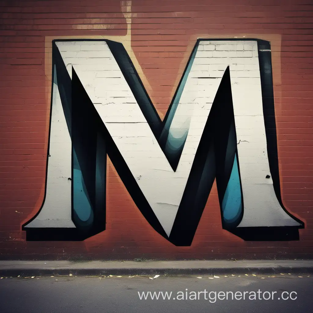 The letter "M" in the style of street art