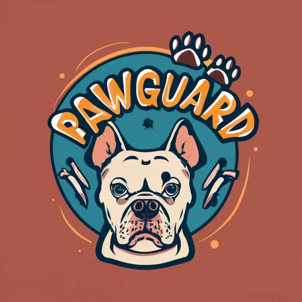 logo, pet, with the text "PawGuard", typography