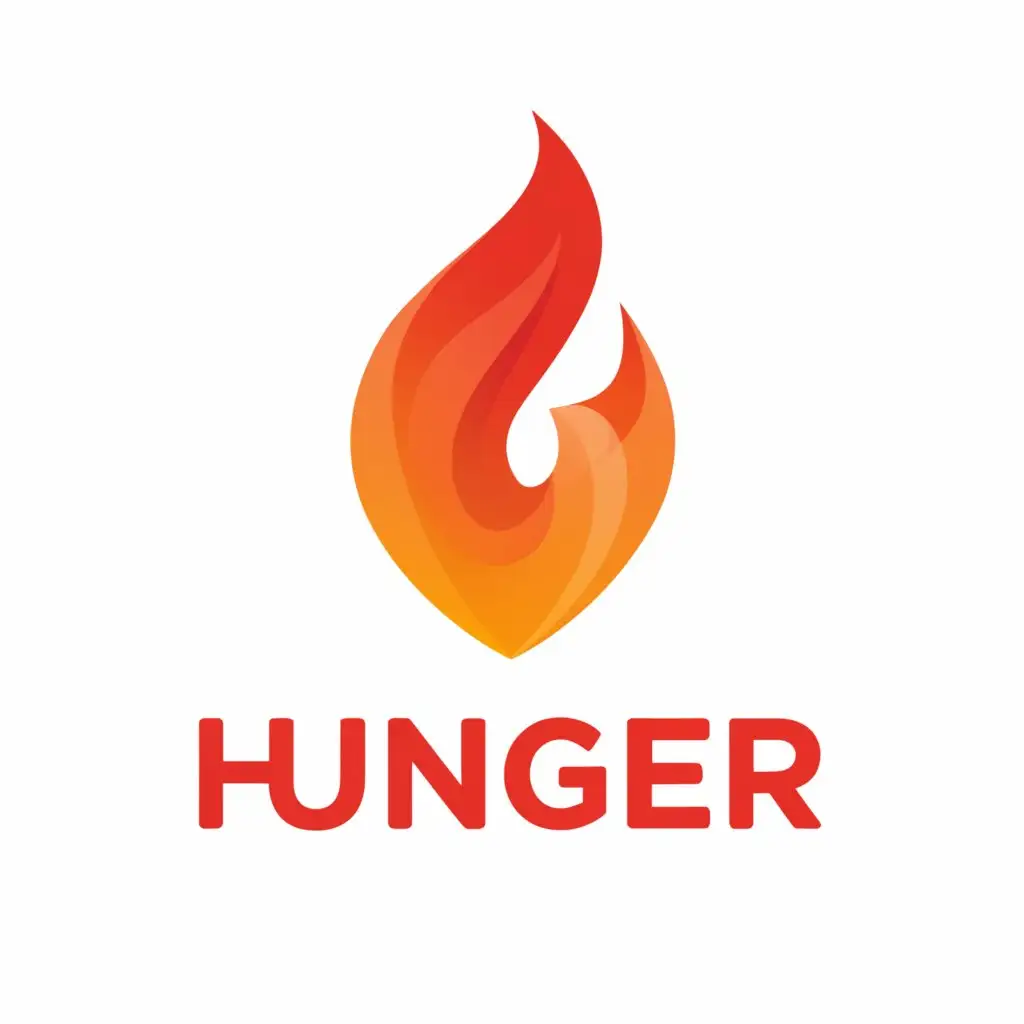 a logo design,with the text "Hunger", main symbol:Fire,Moderate,be used in Restaurant industry,clear background