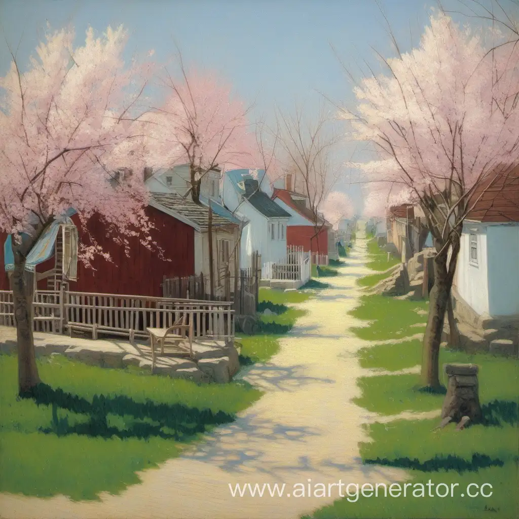Charming-Eastern-Village-in-Blossoming-Spring