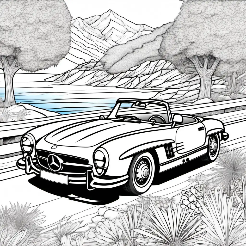 Detailed Mercedes SL 300 Coloring Page for Car Enthusiasts