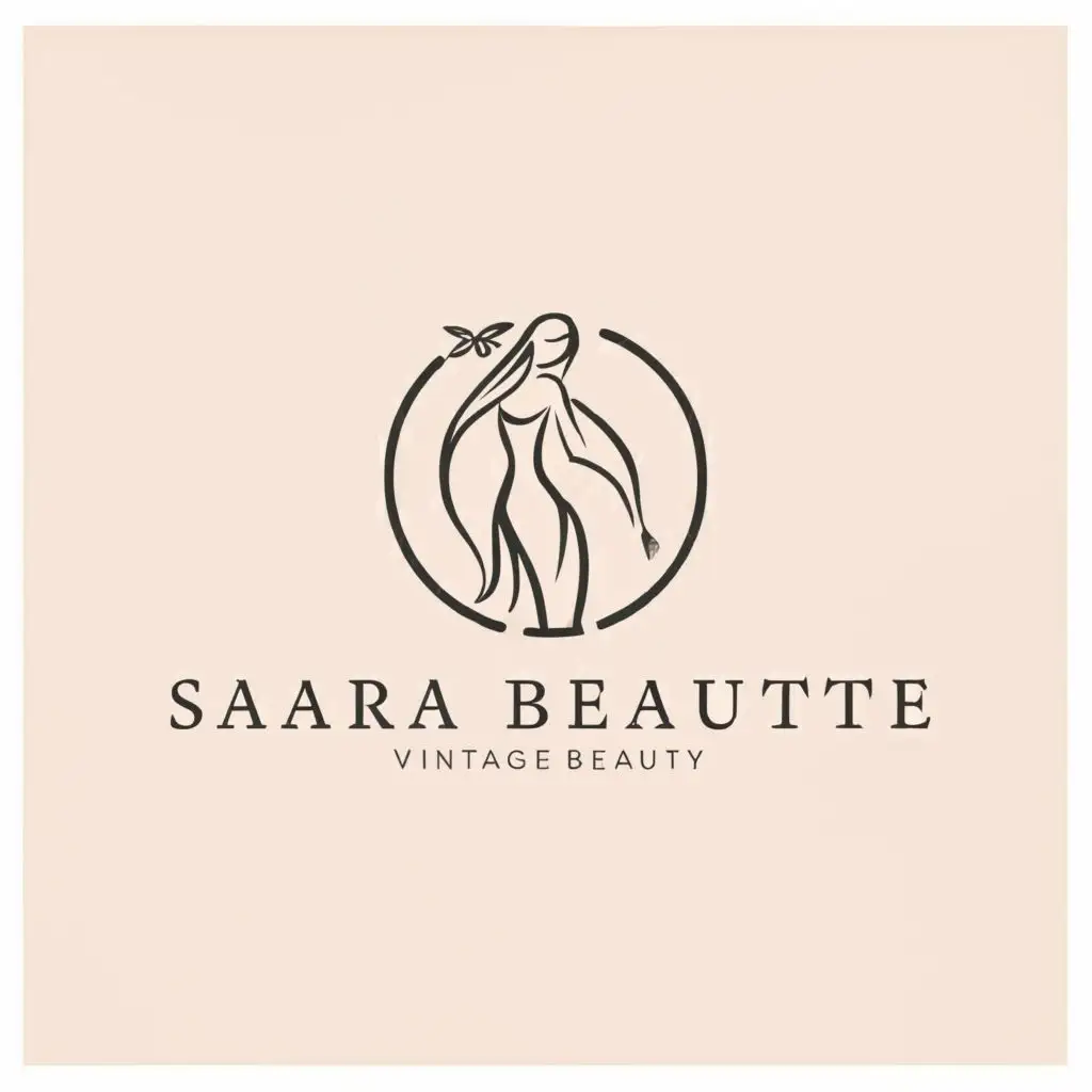 a logo design,with the text "Sara beaute", main symbol:girl body beauty classic old,Minimalistic,be used in Beauty Spa industry,clear background