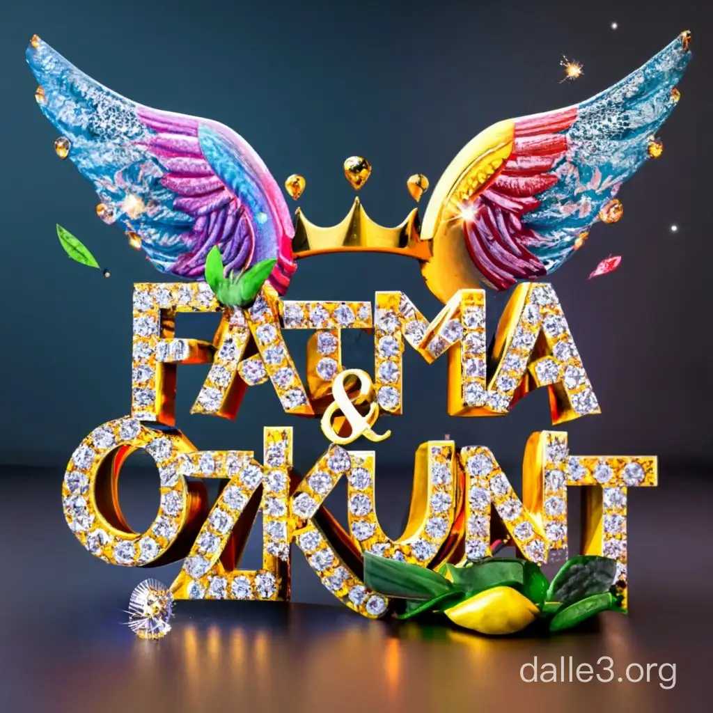 Exquisite 3D Typography Elegant Rendering of Fatma Ozkunt with Crown ...