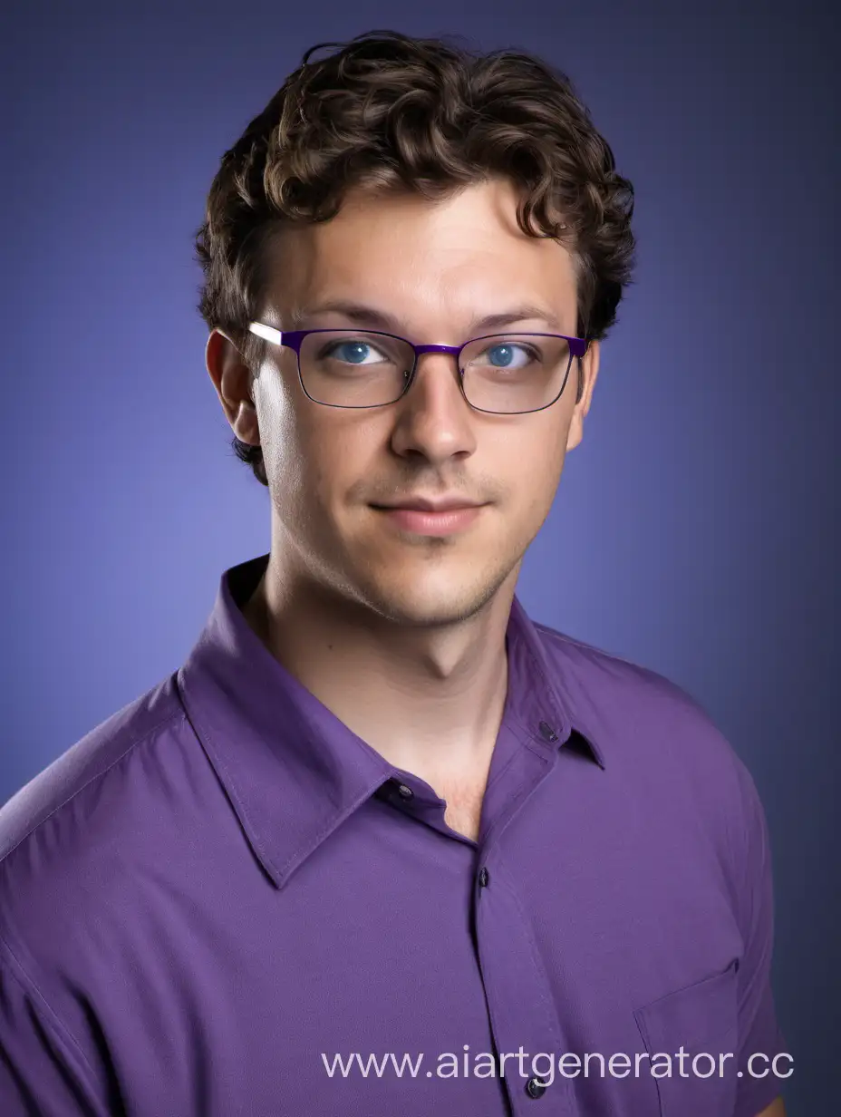 Stylish-Man-in-Purple-Shirt-with-Trendy-Glasses-and-Curly-Brown-Hair