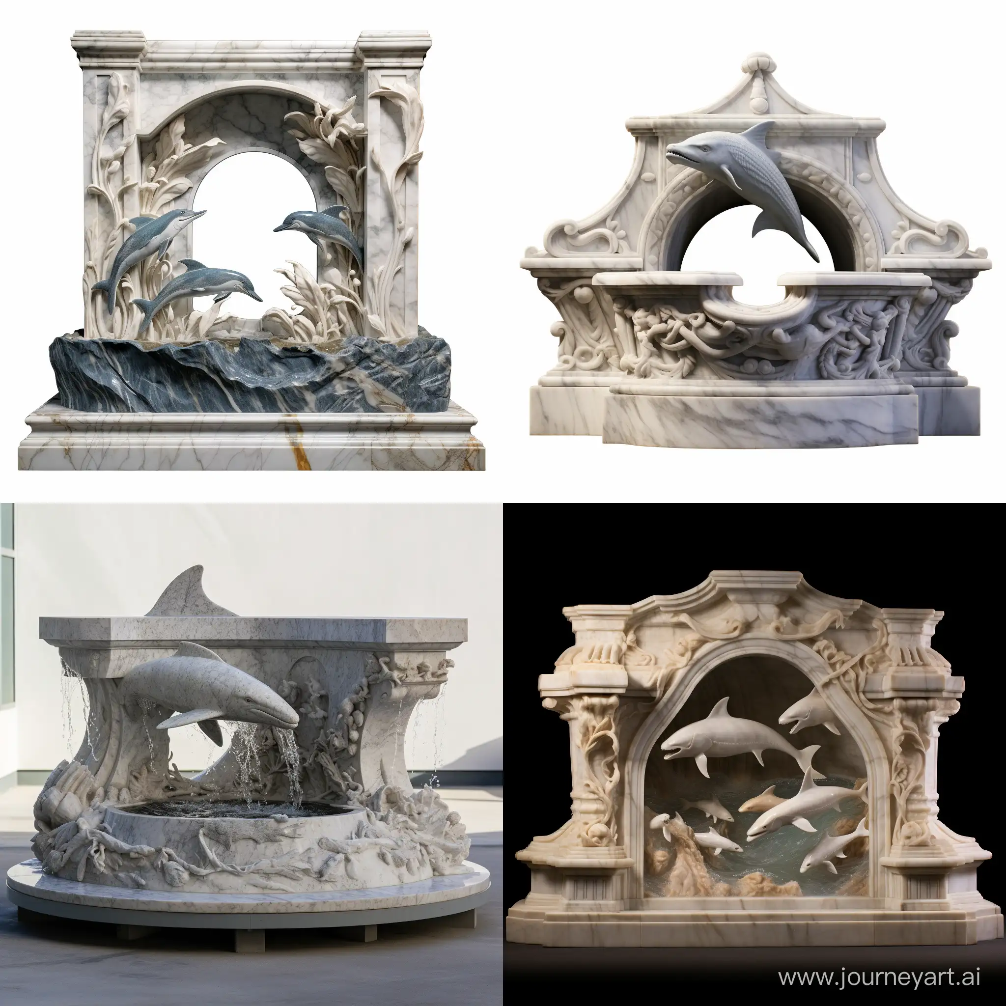 Graceful-Dolphin-in-Ornamental-Marble-Square-Fountain