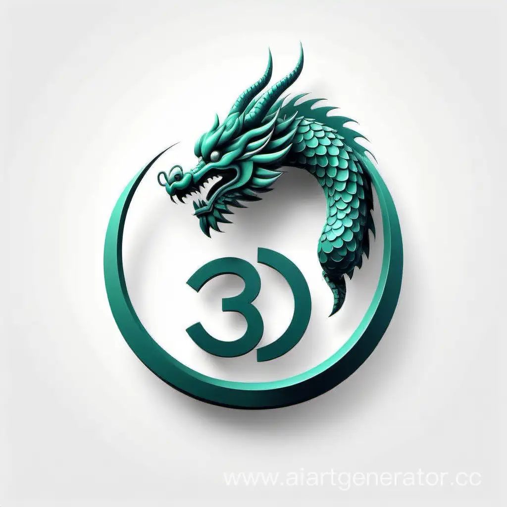 simple logo of a 3D Chinese Dragon with legs. white background.