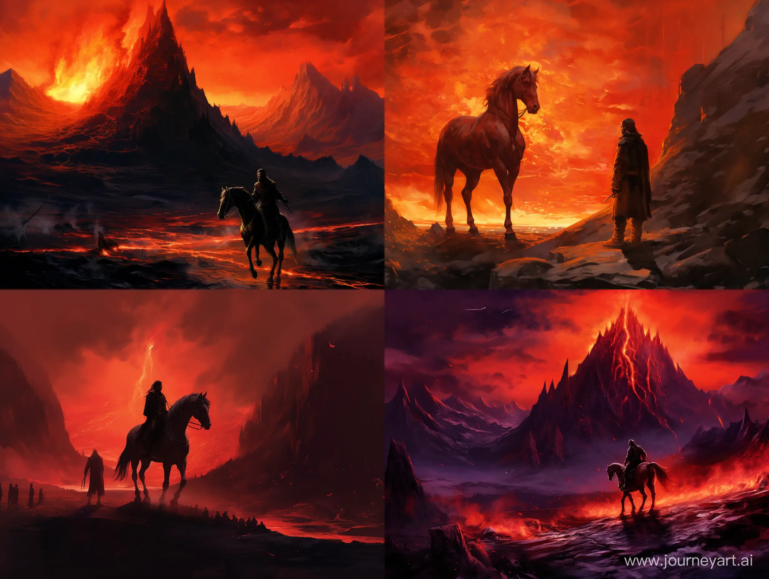 Majestic-Mountain-Summit-Enveloped-in-Flames-with-Sigurd-and-Horse