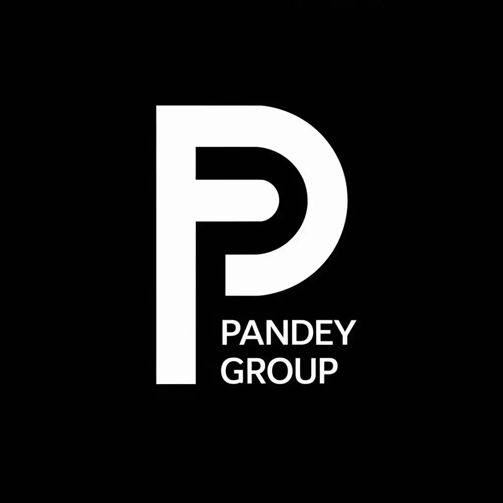logo, P, with the text "Pandey Group", typography