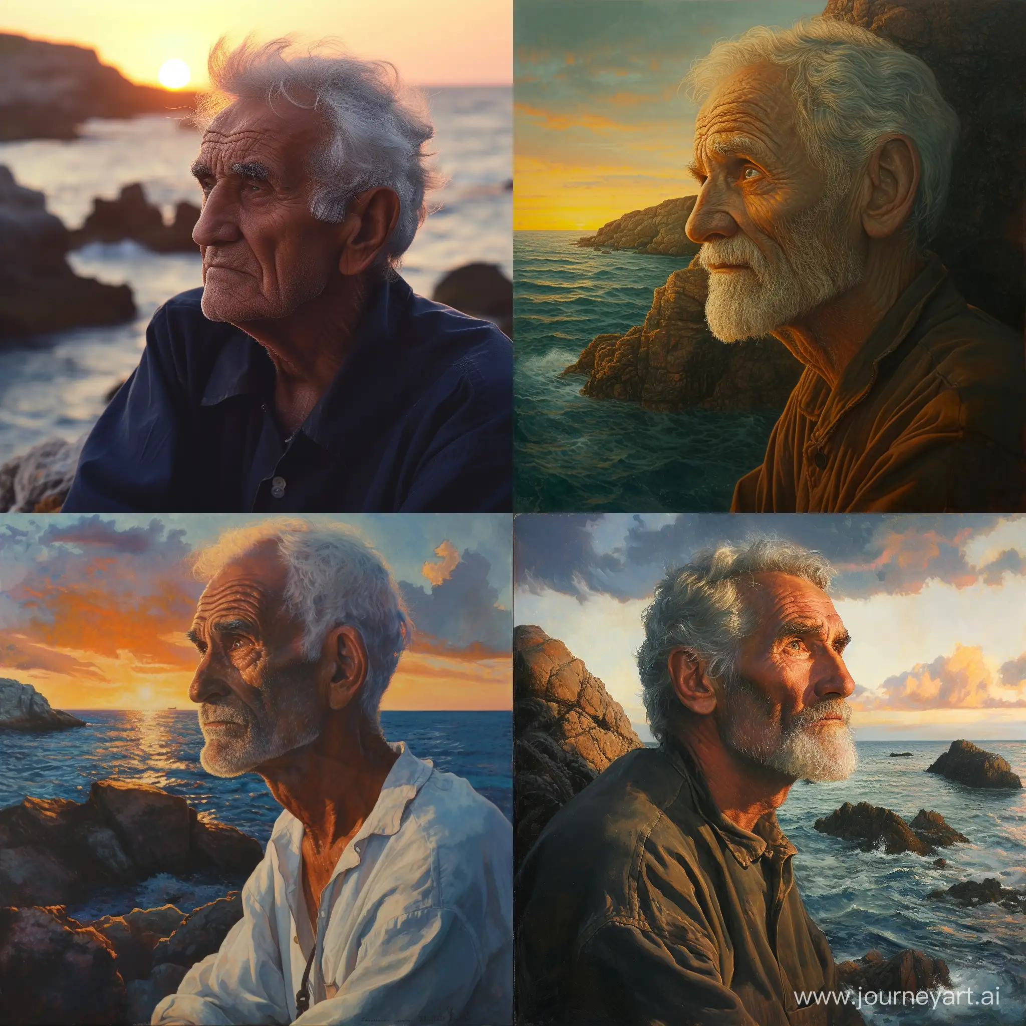 Contemplative-Elderly-Sailor-Gazing-into-Sunset-by-the-Sea