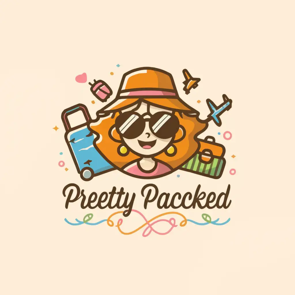LOGO-Design-For-Pretty-Packed-Vibrant-Girls-Face-with-Travel-and-Adventure-Theme