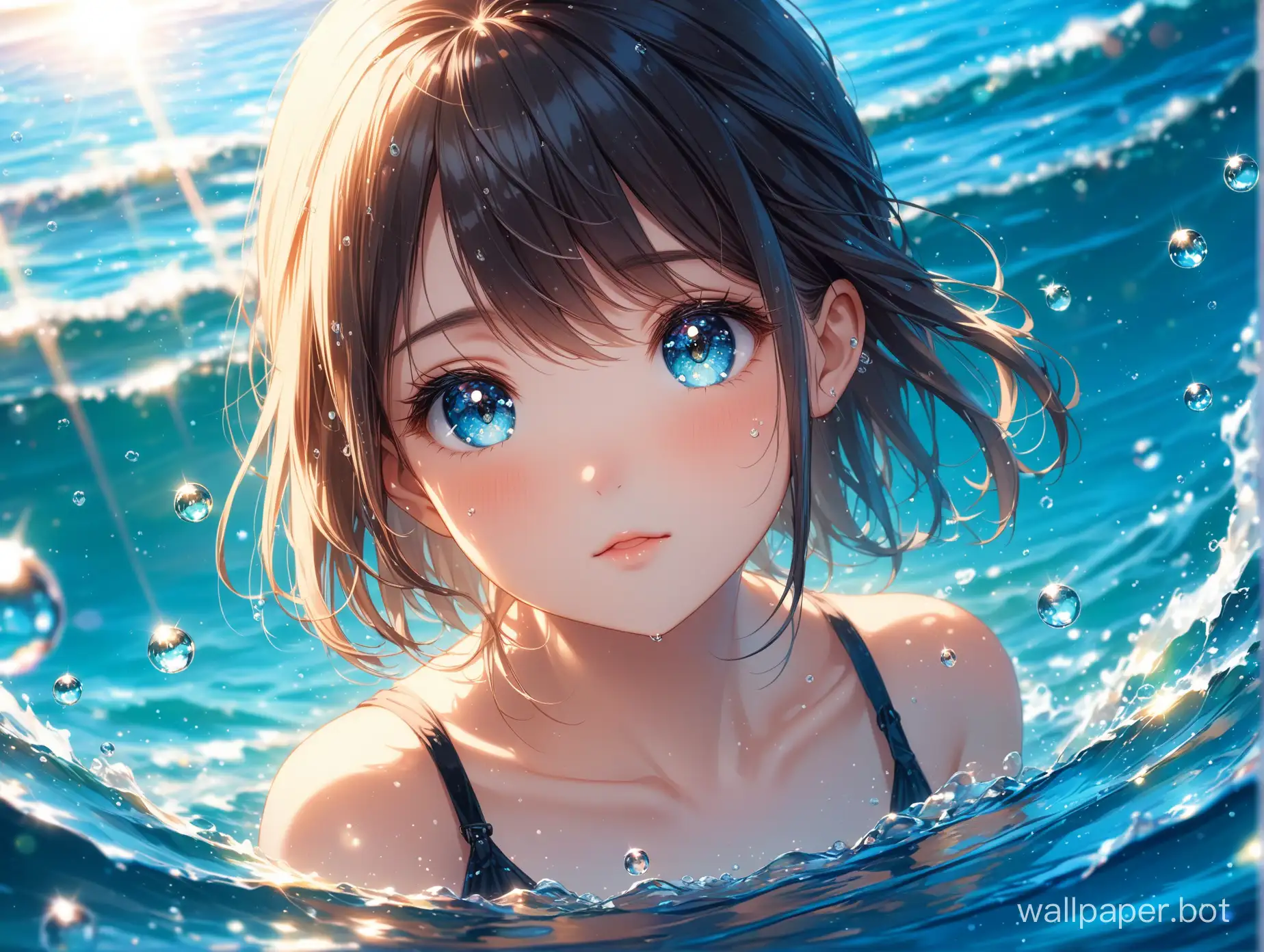 {{masterpiece}}{{best quality}},1girl,petite,Depth of field,lens flare,extremely detailed,8k wallpaper,Amazing,beautiful detailed eyes,finely detail,score:>=10,Water, ocean, crystal, water droplets,