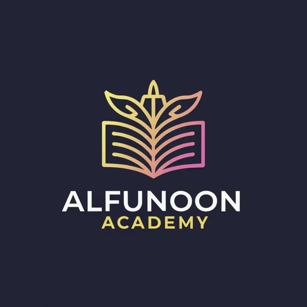 a logo design,with the text "AlFunoon Academy", main symbol:Where knowledge meets excellence,Moderate,be used in Education industry,clear background