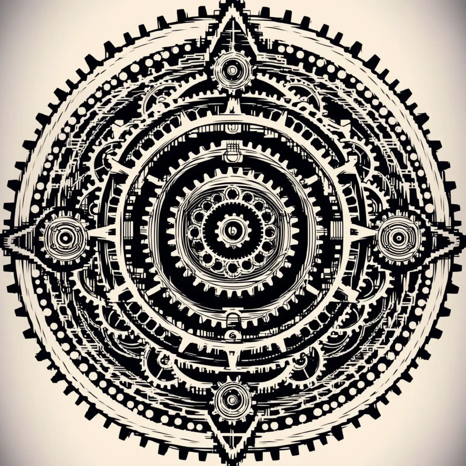 mandala design sets but make it steampunk and industrial style and black and white different ones but more gears in them for tattoo designs 