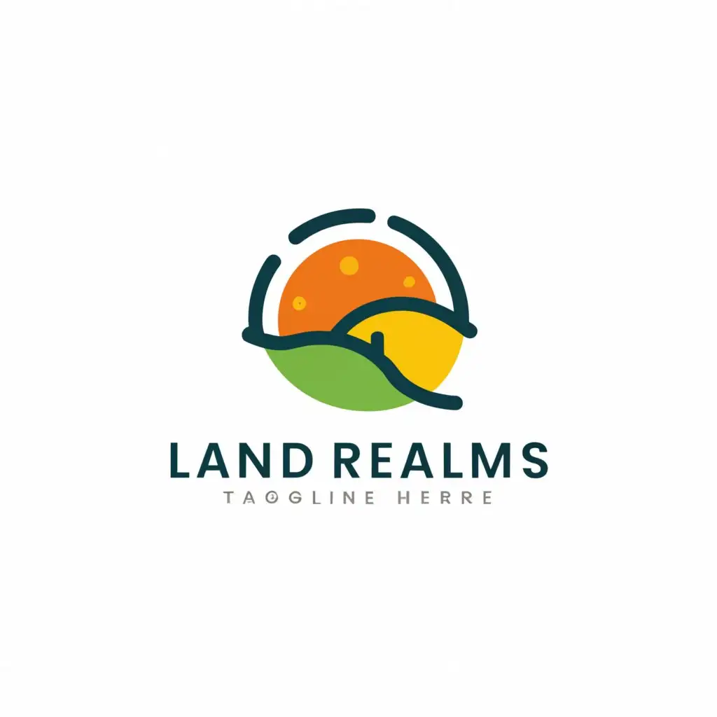 a logo design,with the text "Land Realms", main symbol:Scenary,Moderate,be used in Internet industry,clear background