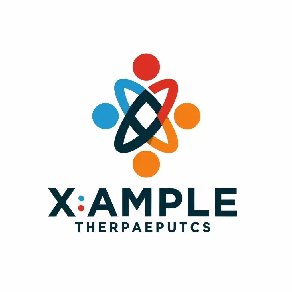 a logo design,with the text "Xample Theraputics", main symbol:Healthcare focussed with chemistry and molecule based logomark,Minimalistic,clear background