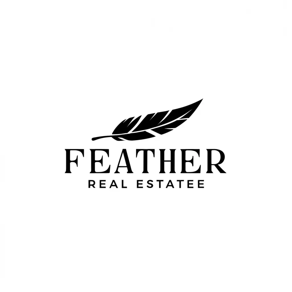 a logo design,with the text "Feather", main symbol:Feather,Minimalistic,be used in Real Estate industry,clear background