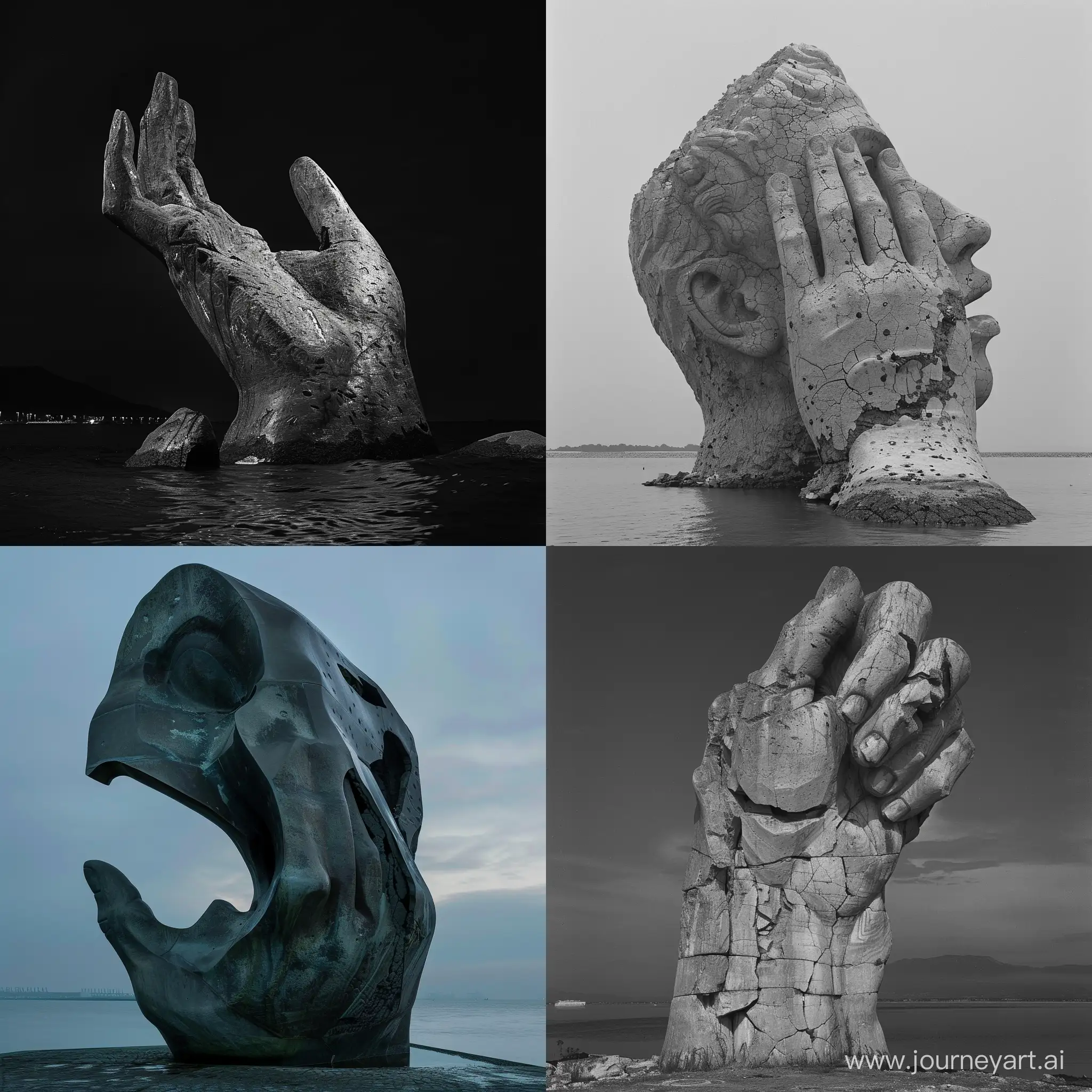 Nighttime-Statue-Collapse-Fragmentation-into-the-Bay