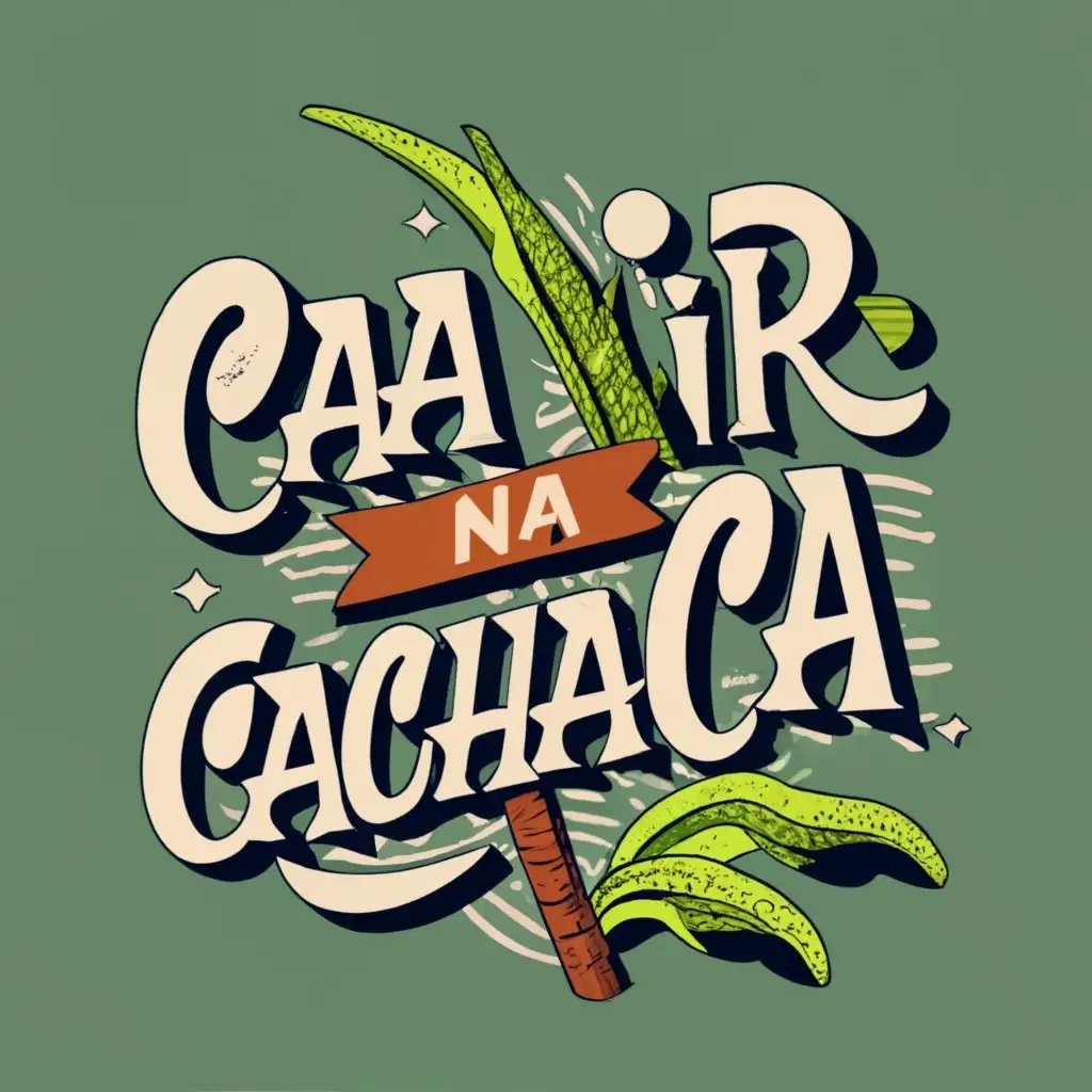 logo, sugar cane, with the text "Ca IR na cachaca", typography