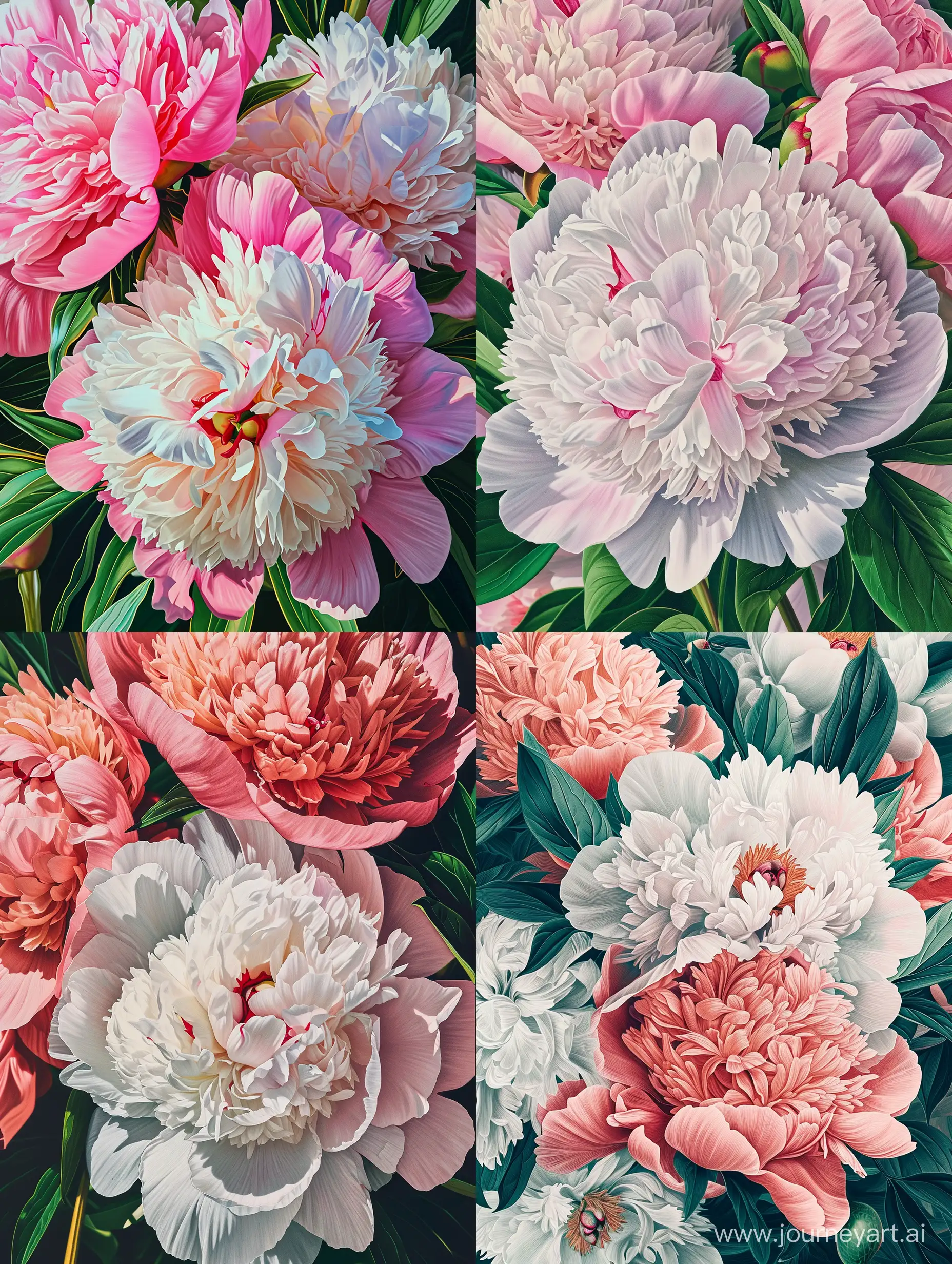 Lively-HyperRealistic-Risograph-Intricate-Peonies-in-Full-Bloom
