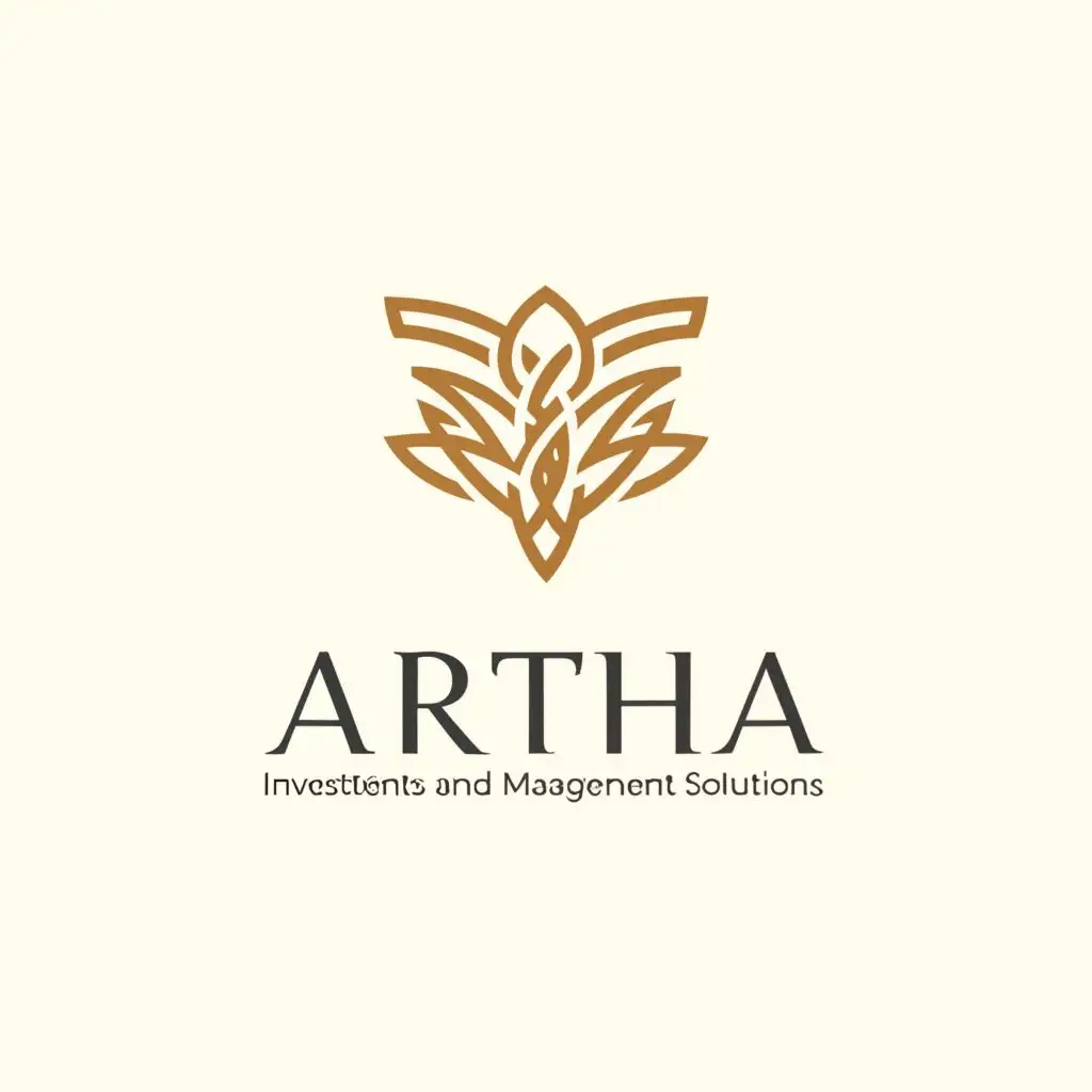 logo, Create an elegant logo with the name 'Artha' prominently displayed. The logo should incorporate a design that subtly suggests wealth management and smart investment strategies. Under the name 'Artha', incorporate the tagline 'Investments and Management solutions'. The entire design should emanate a sense of professionalism and reliability. Symbolises growth and success in the bussiness., with the text "Artha- Investments and Management Solutions", typography, be used in Construction industry