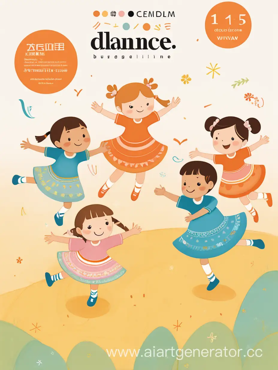 Minimalistic-Childrens-Round-Dance-Illustration-in-Warm-Shades