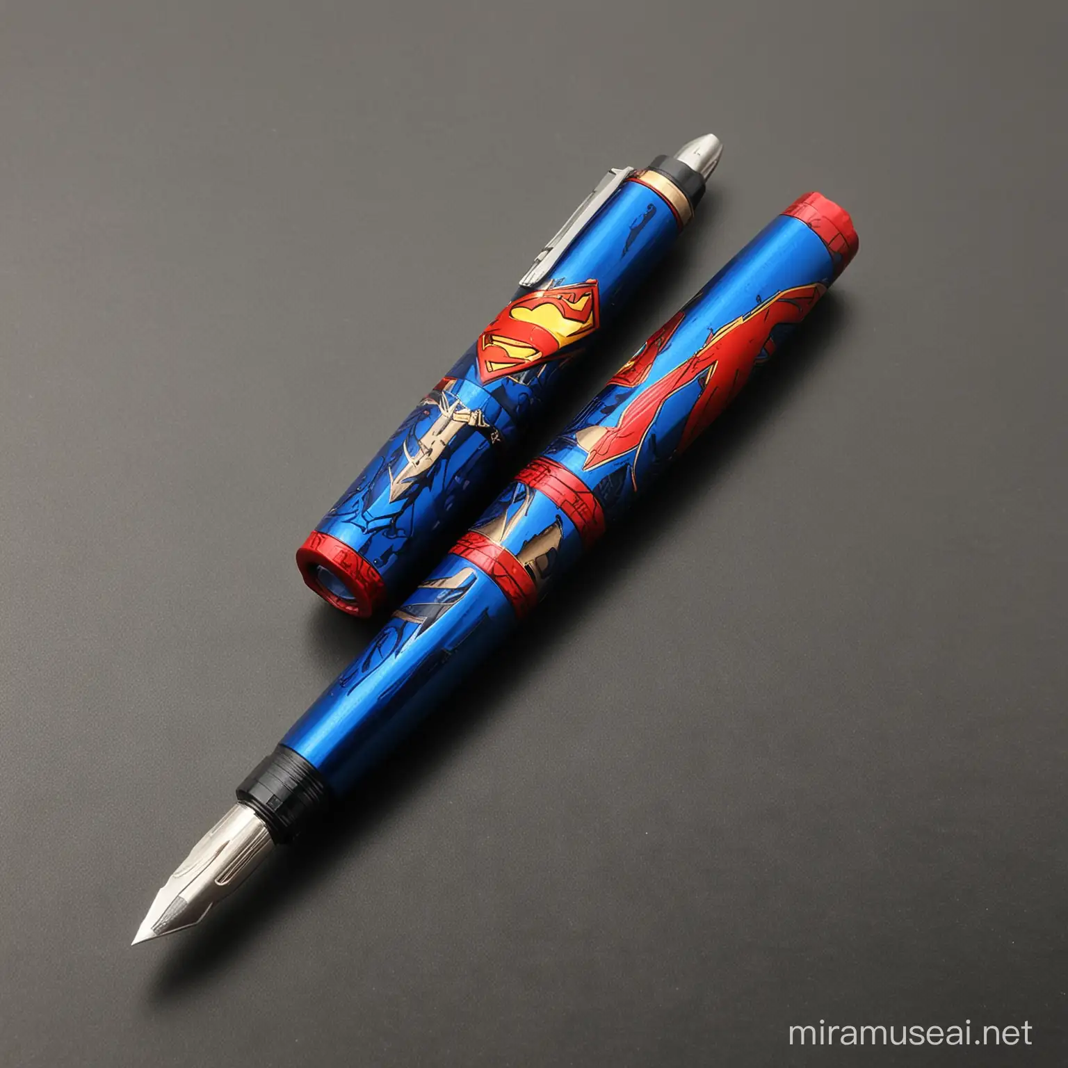 Superman Style Fountain Pen in Vibrant Blue and Red