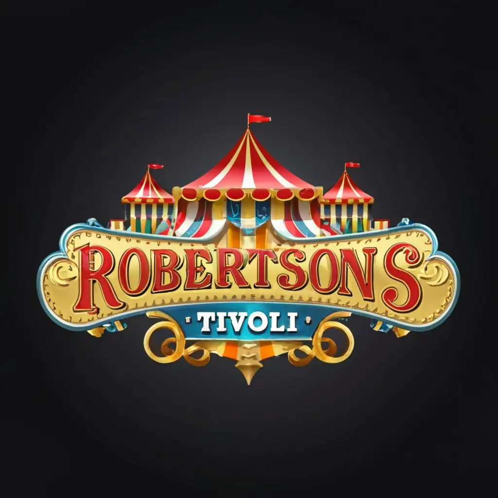 logo, Funfair, with the text "ROBERTSONS
TIVOLI", typography