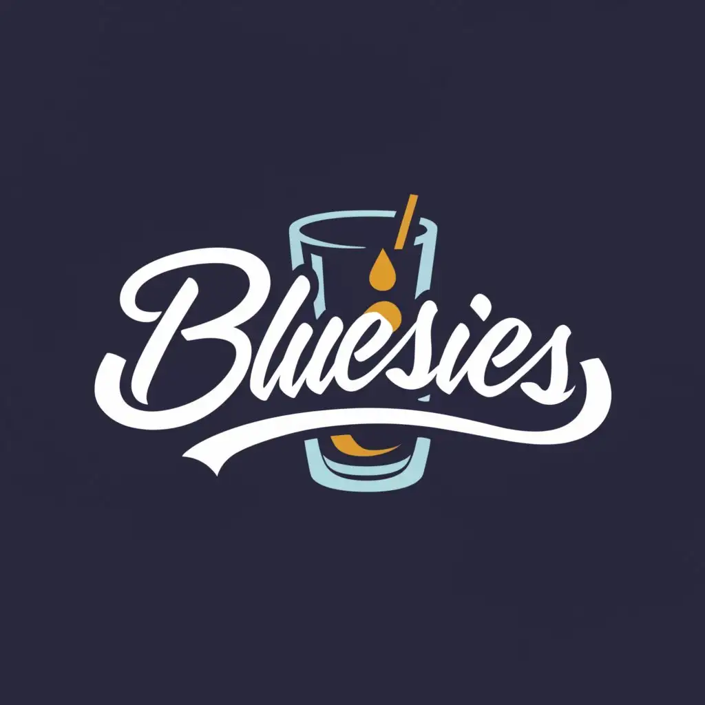 a logo design,with the text "Bluesies", main symbol:alcohol shot,Moderate,be used in Retail industry,clear background