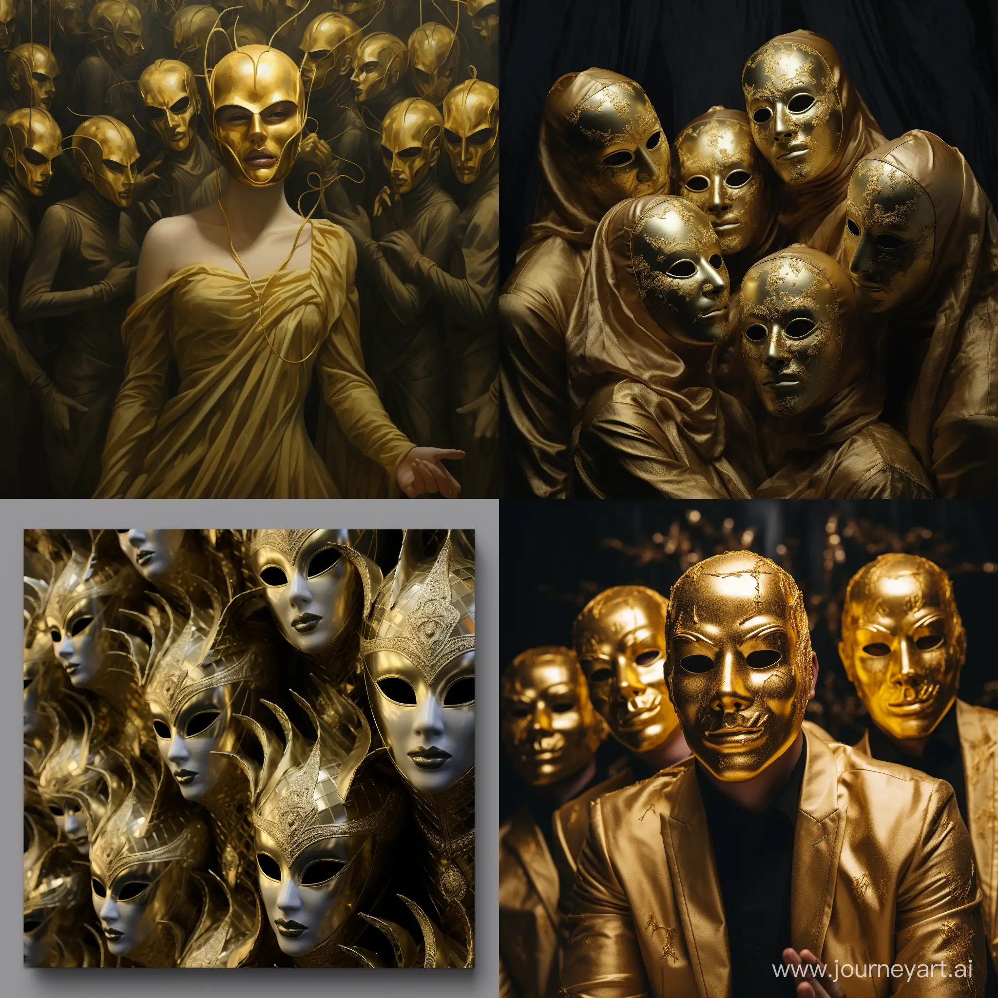 Elegant-Figures-Adorned-in-Golden-Masks
