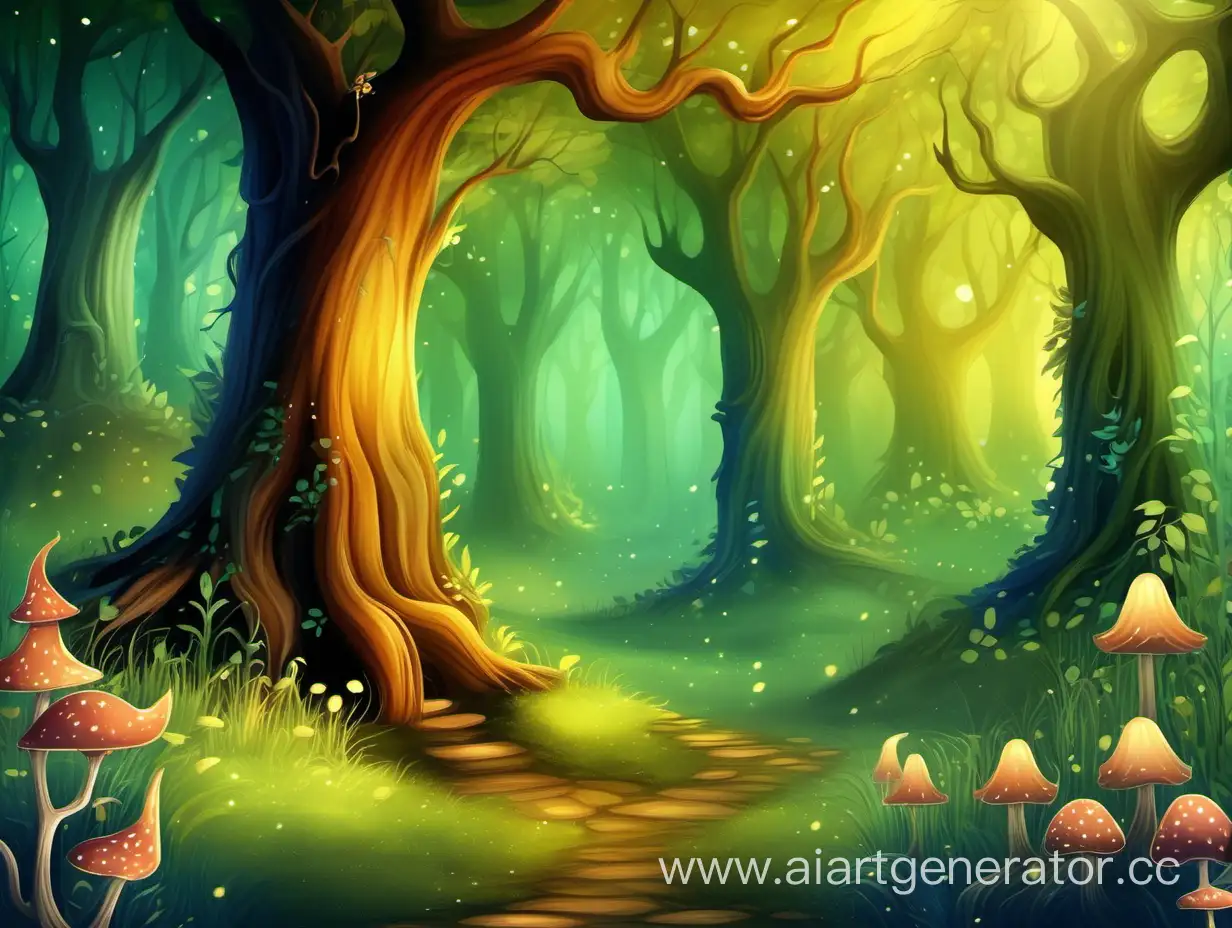 фон сказочный нарисованный лес