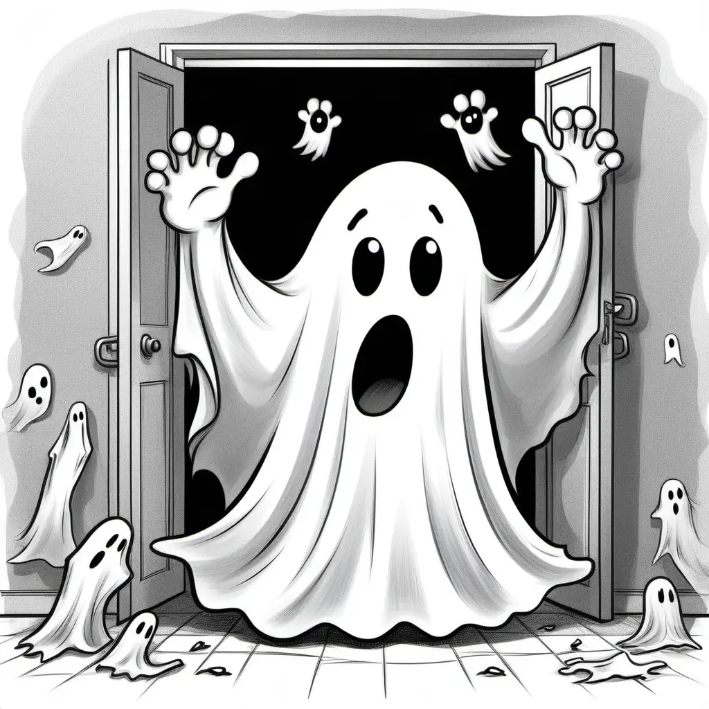 Draw a dog ghost cartoon and write Flap your fears!  