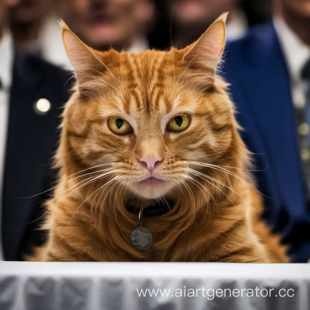 Adorable-Ginger-Cat-Participates-in-Important-Federal-Meeting