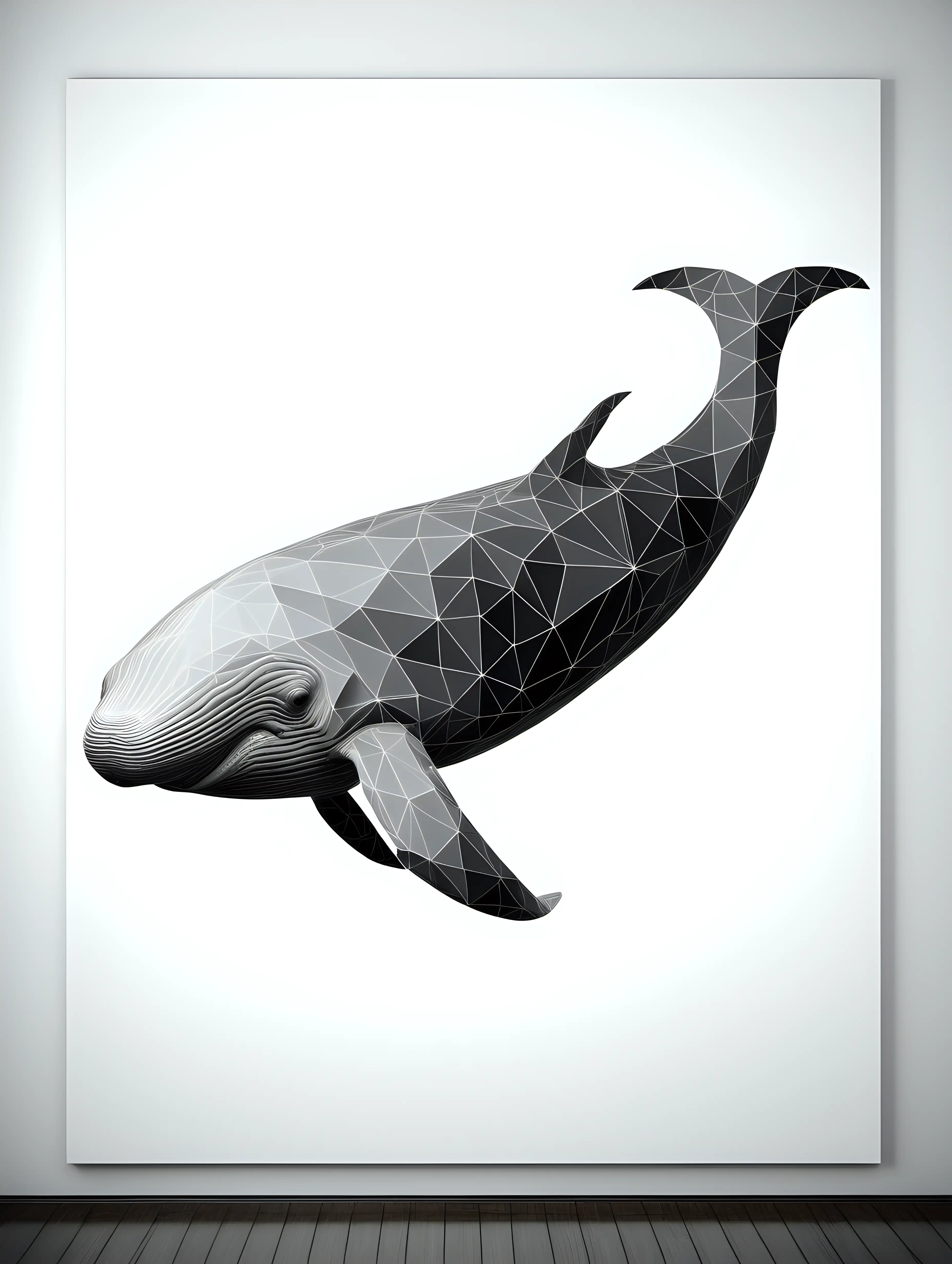 Monochrome Geometric Sperm Whale Artwork