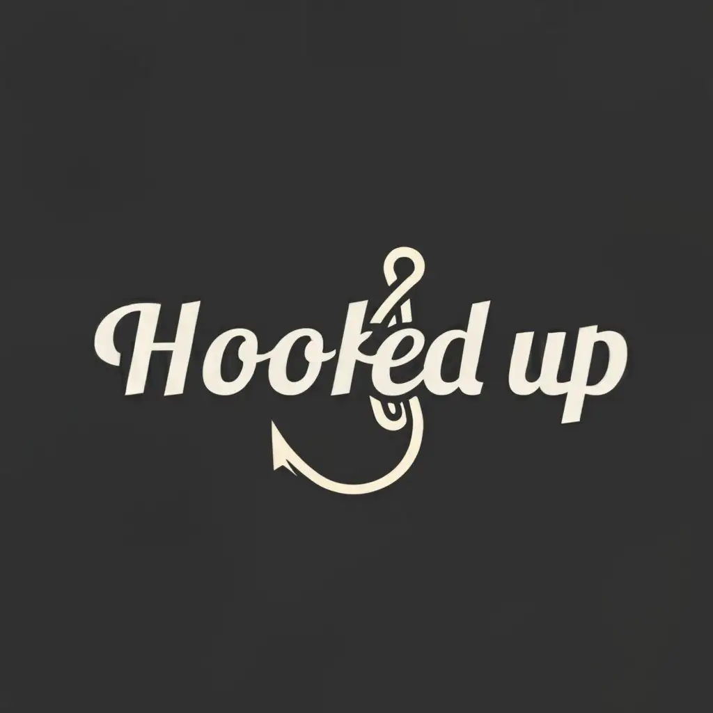 a logo design,with the text "Hooked Up", main symbol:fishing,Minimalistic,clear background