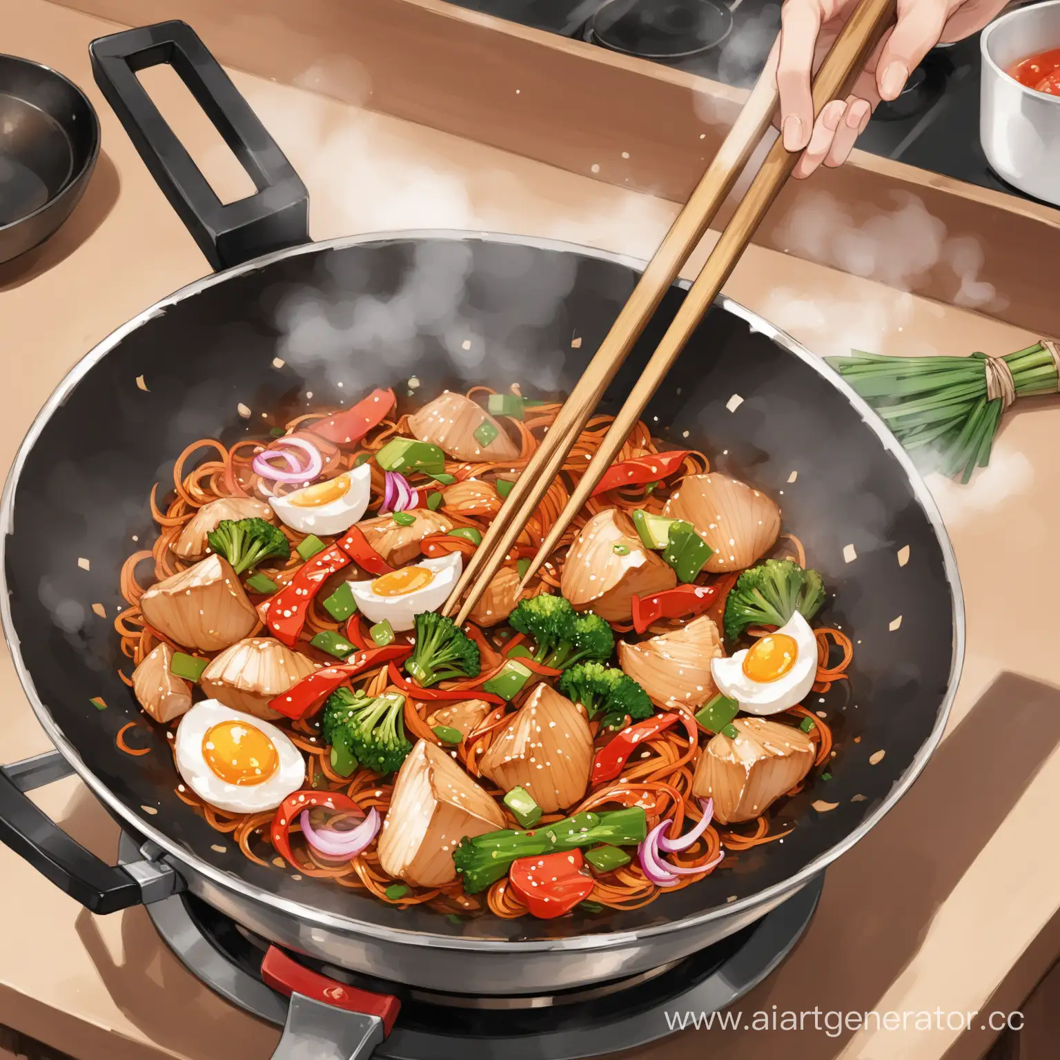 Chinese-Family-Cooking-StirFry-Together