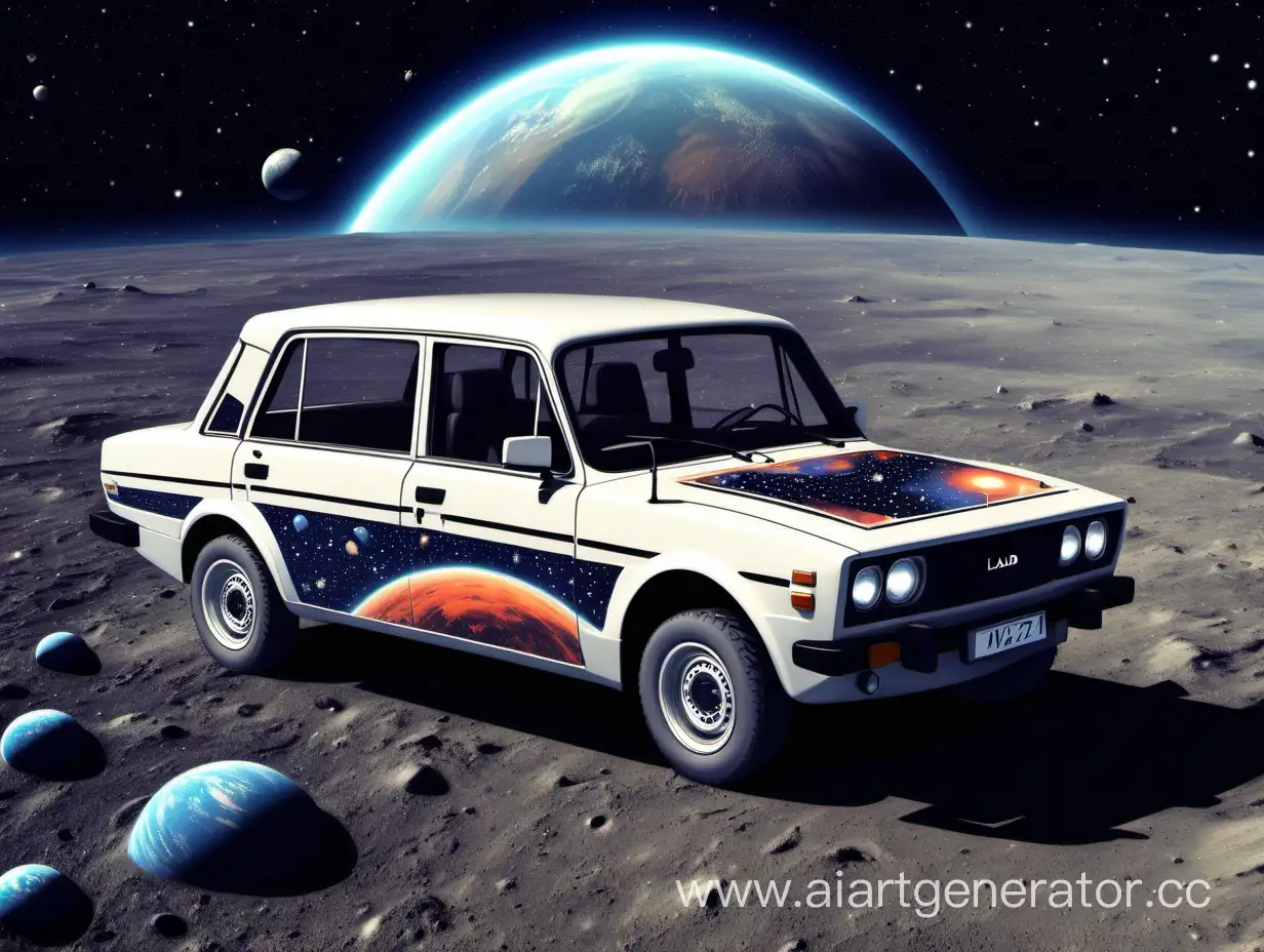 Lada-Vaz2107-on-Cosmic-Planet-Unique-Frutiger-Aero-Space-Scene