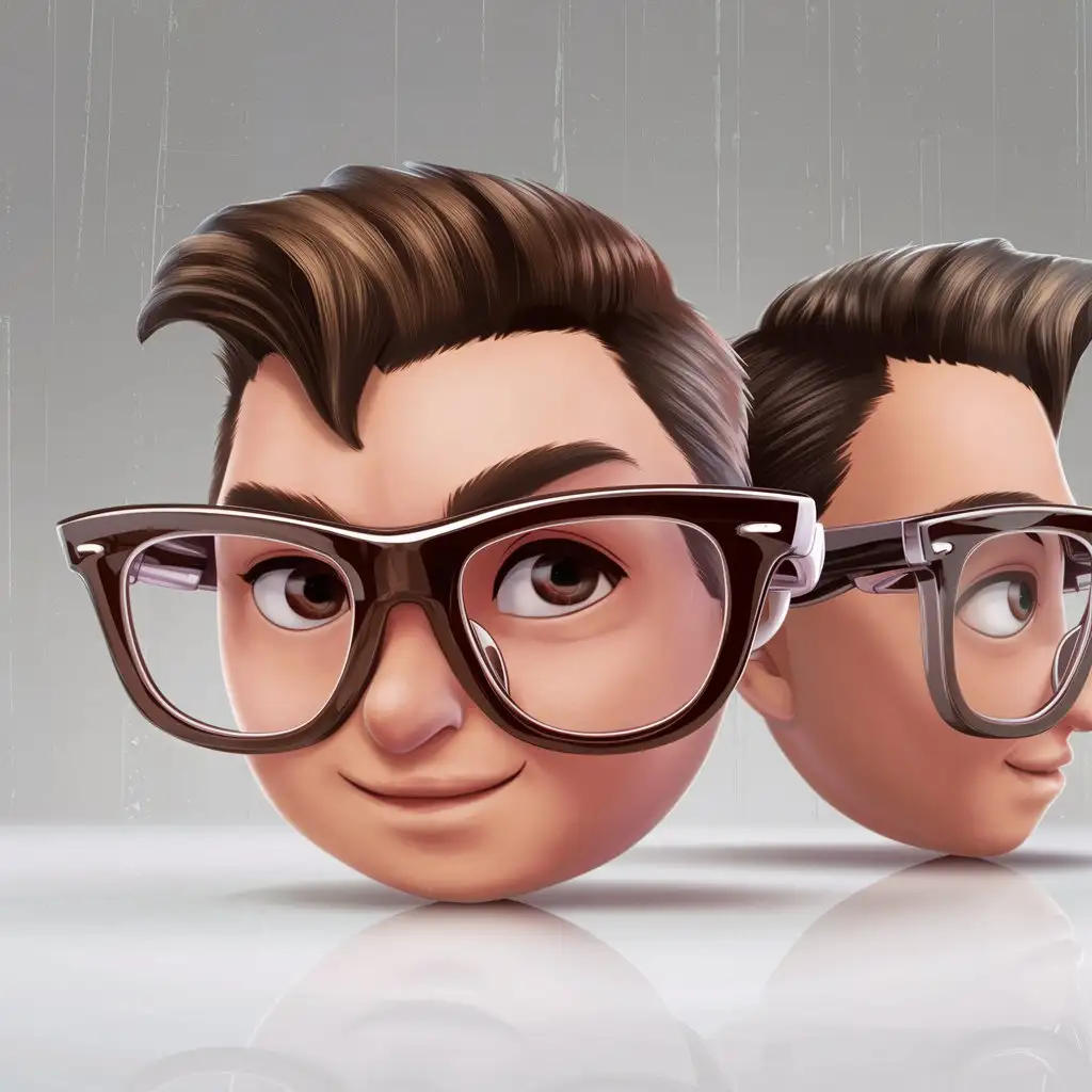 Glasses only,  front view, side view, modern design, stylish, special, unique, 2D, cartoon style, professional design, high quality, vector, full details, no extra elements, professional look, 2 Next, 4k resolution.