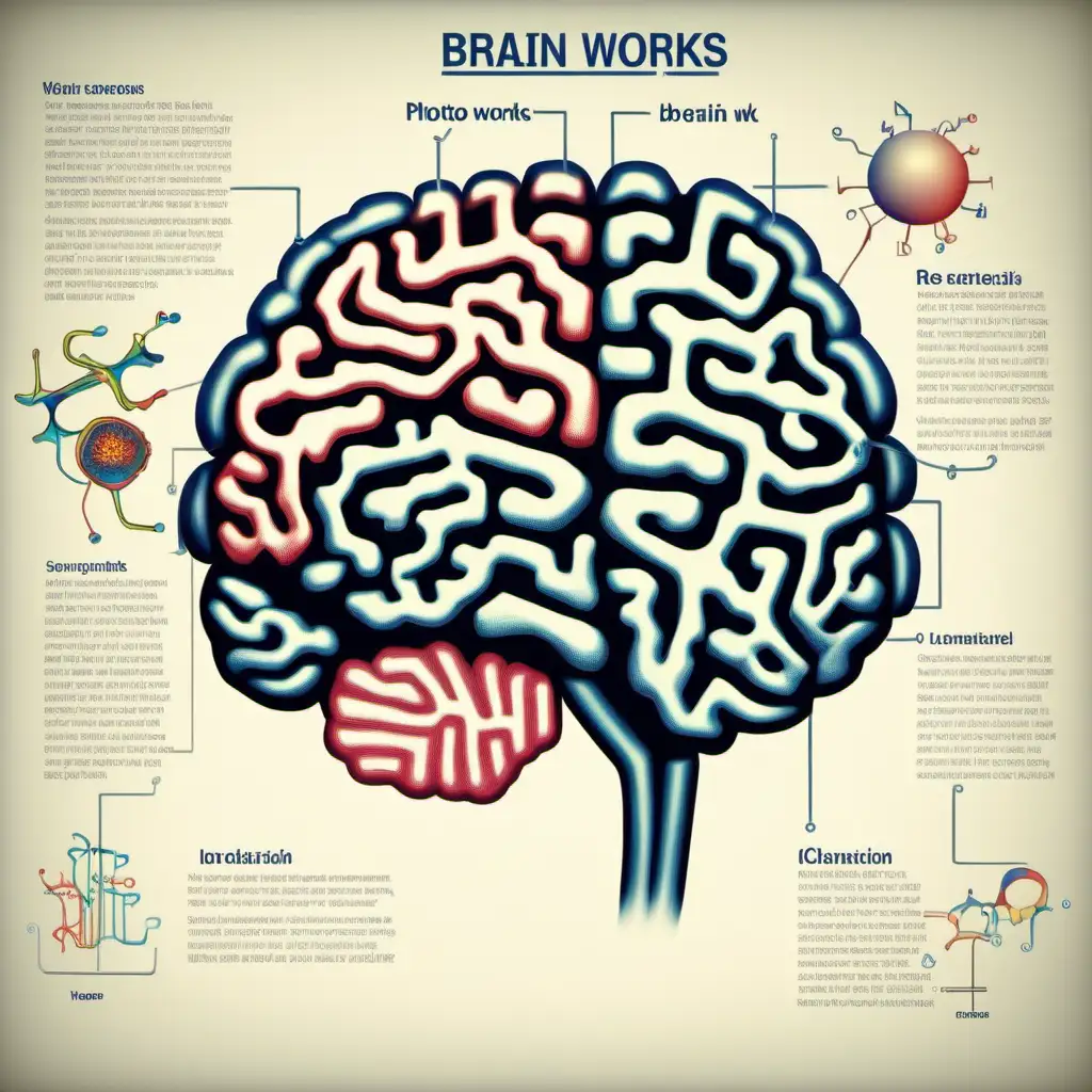 generate a simple and informative photo illustrating how our brain works