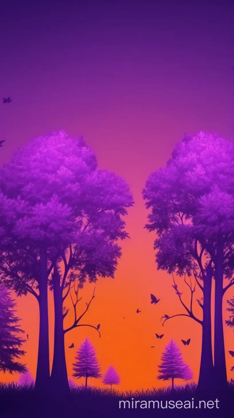 Purple and Orange Trees in Sports Setting Wallpaper Background