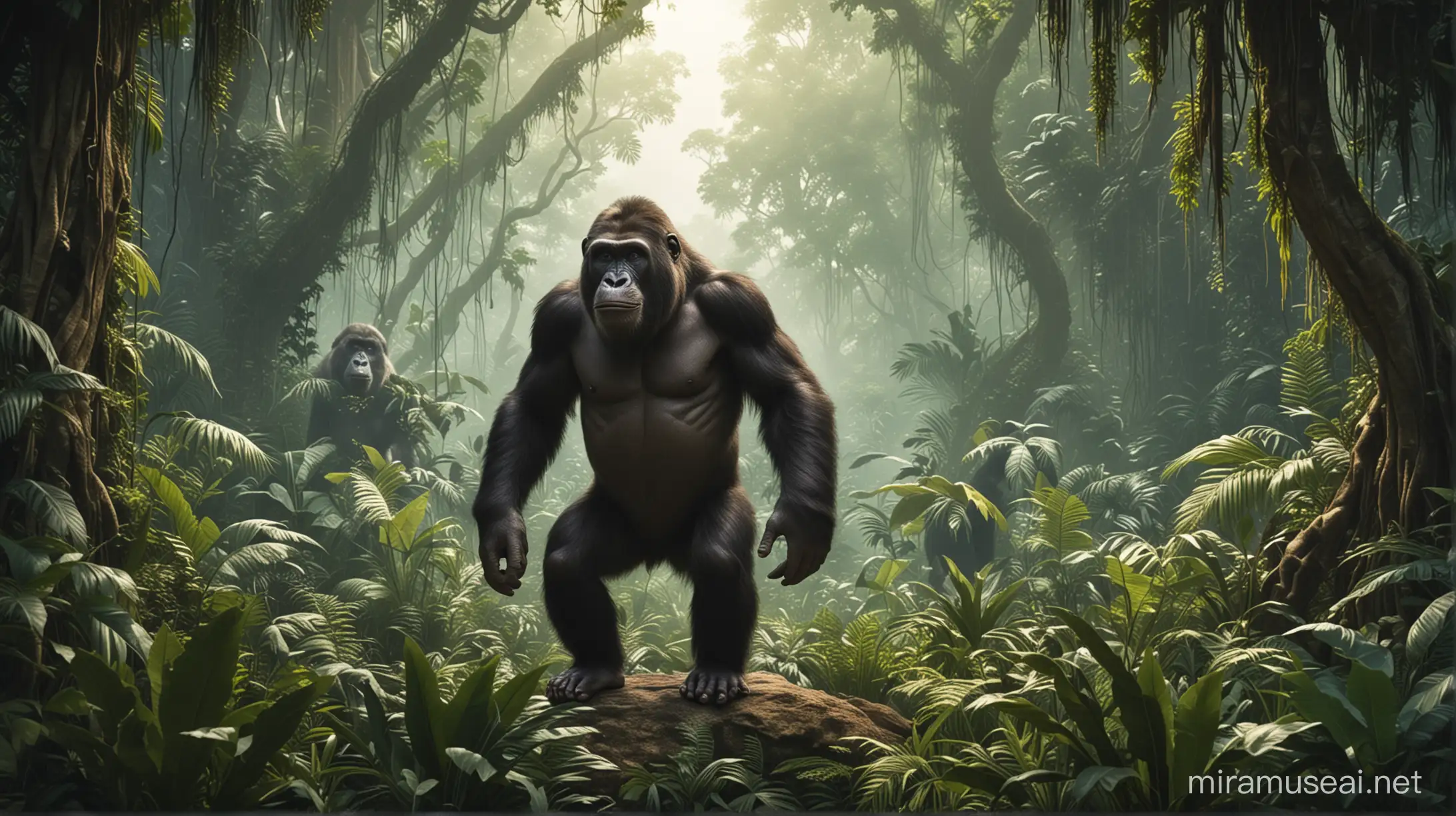 jungle in cryptocurrency background and an ape 