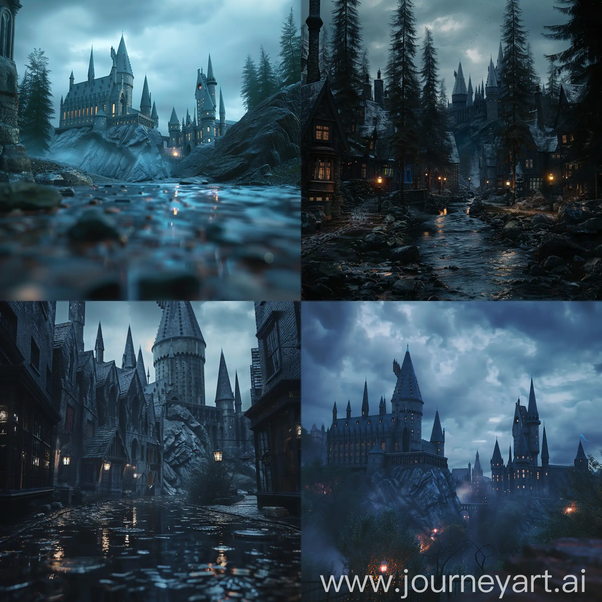 harry potter movie Environment , 8k, dark theme, close to reality, with high detail, just Environment