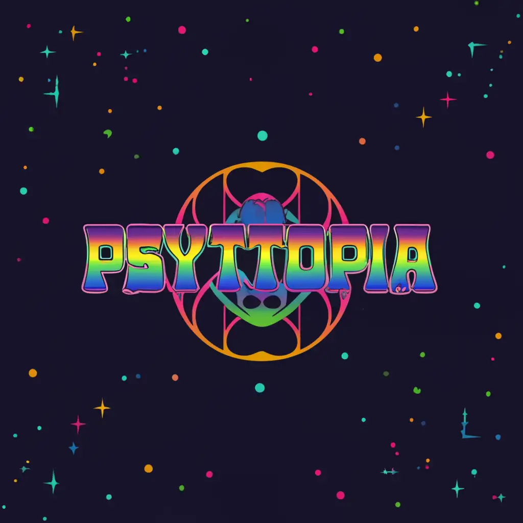 a logo design,with the text "Psytopia", main symbol:Trippy Travis Scott,Moderate,be used in Entertainment industry,clear background