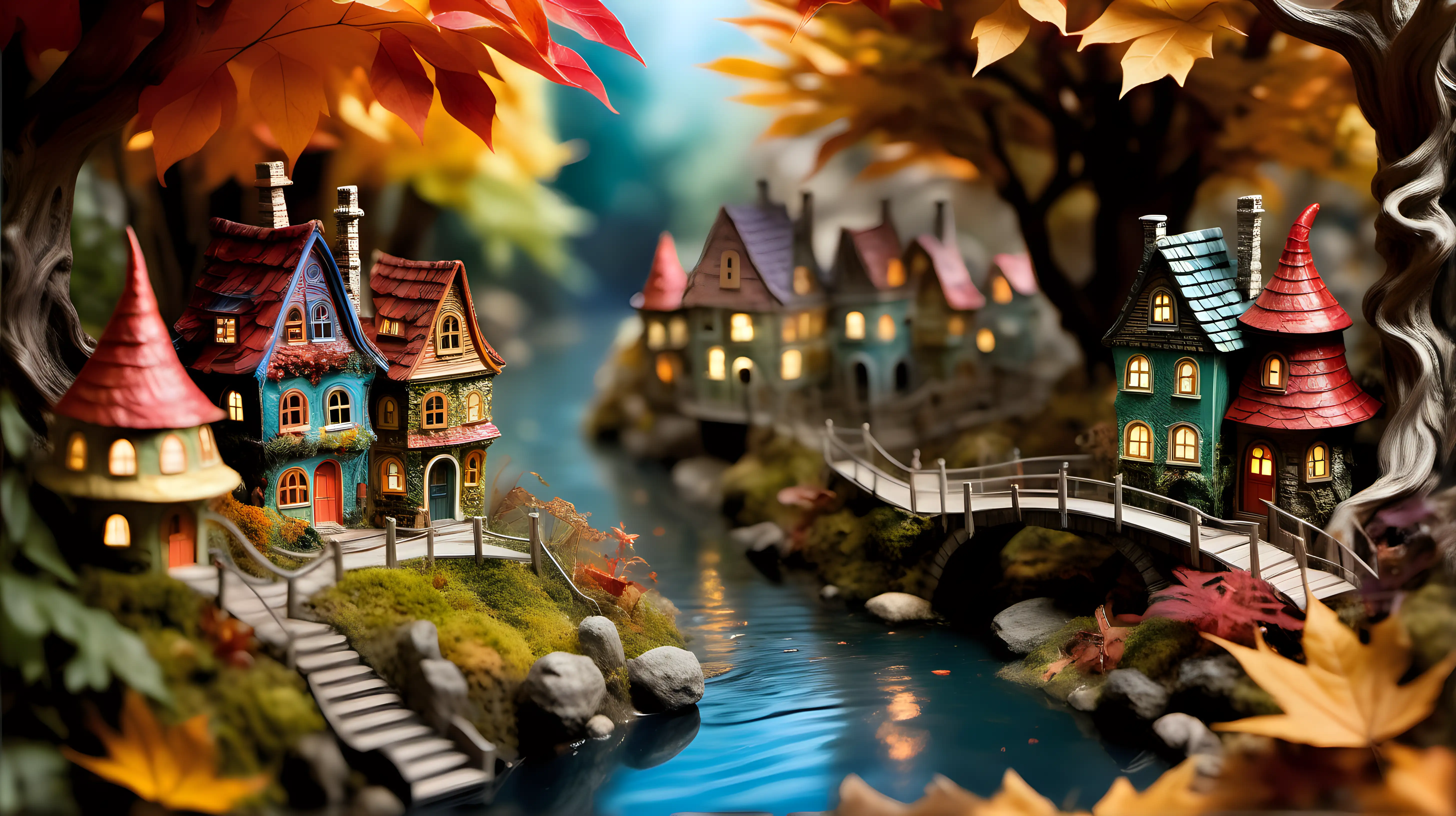 Enchanting Fairy Cityscape in Autumn Splendor
