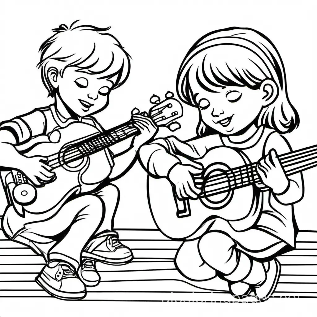 Children-Playing-Musical-Instruments-Coloring-Page